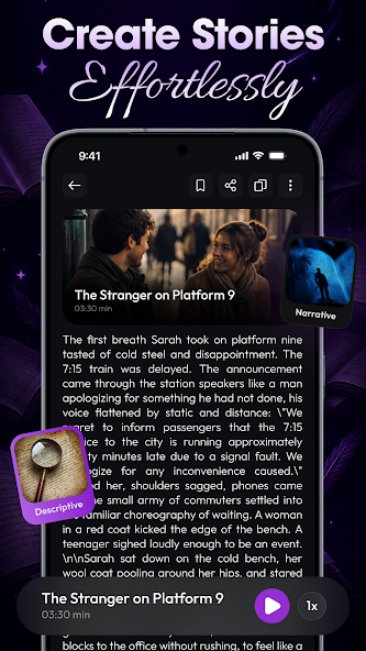AI Story Generator creation screen